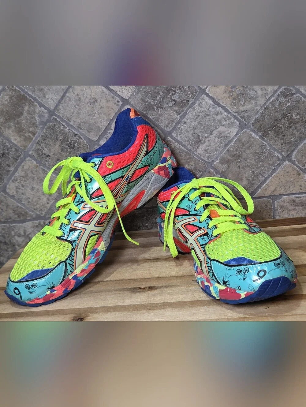 ASICS Mens T113N Gel Nposa Tri 6' Neon Multi Tri Running Shoes Sneakers Size 8.5